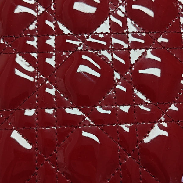 Lady Dior Medium Cannage Patent Leather Red