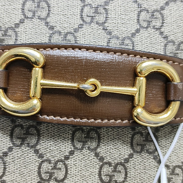 Horsebit 1955 Medium Monogram Coated Canvas Beige
