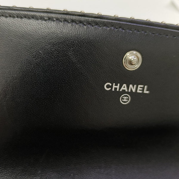 WOC Chevron Lambskin Black Wallet
