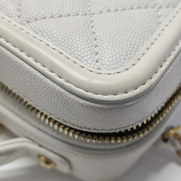 FILIGREE Small Quilted Grained Calfskin White