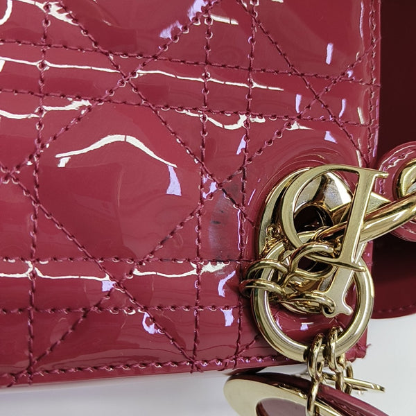 Lady Dior Mini Cannage Patent Leather Pink