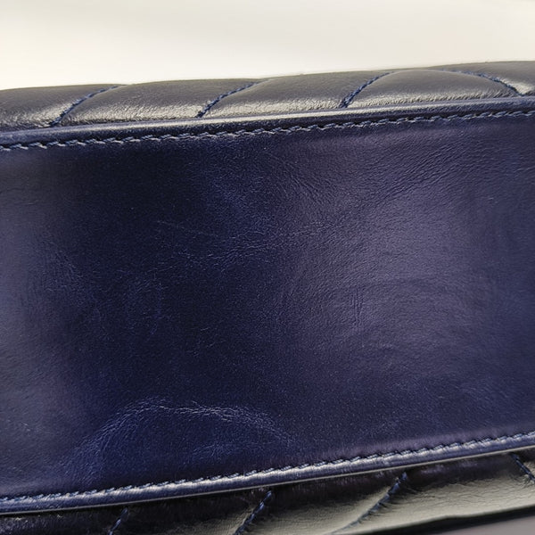 COCO HANDLE Small Chevron Calfskin Blue