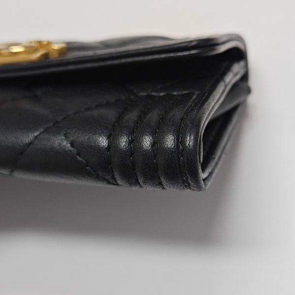 BOY CHANEL Quilted Calfskin Black Card Holder