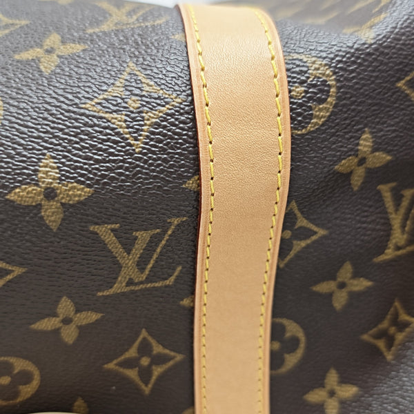 KEEPALL 50 Monogram Coated Canvas Brown