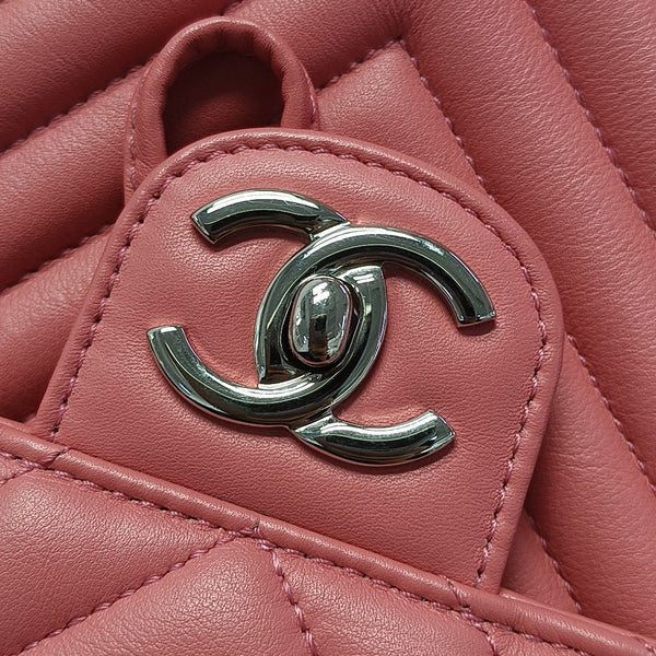 Chevron Calfskin Backpack Pink