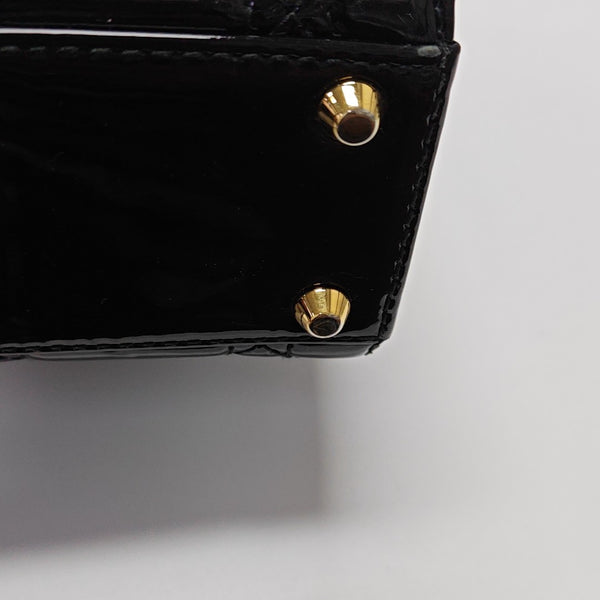 Lady Dior Mini Cannage Patent Leather Black