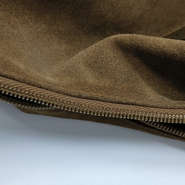 Suede Top Handle Bag Brown