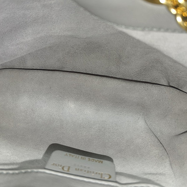 Cannage Lambskin Shoulder Bag Small Gray