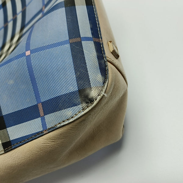 Coated Canvas Top Handle Bag Blue
