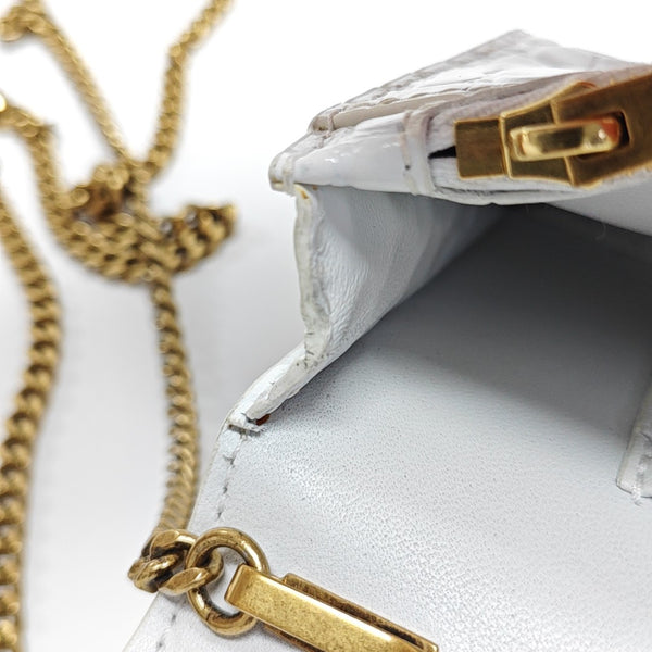 Hourglass Wallet On Chain Mini Calfskin White
