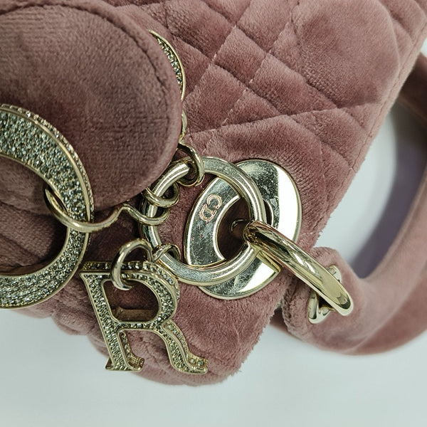 Lady Dior Mini Cannage Velvet Pink