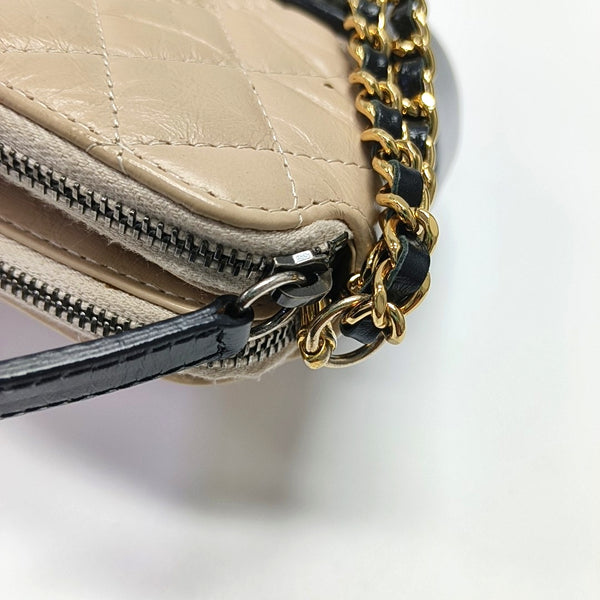 Authenticated pre-owned GABRIELLE Mini Quilted Calfskin Beige - Shoulder Bag at Looply