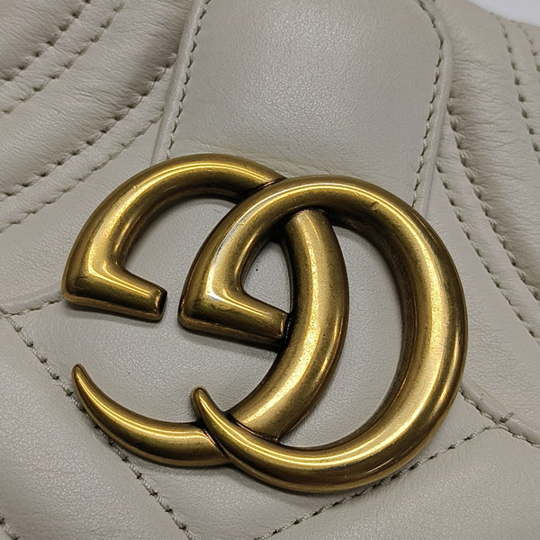 GG Marmont Medium Quilted Calfskin White
