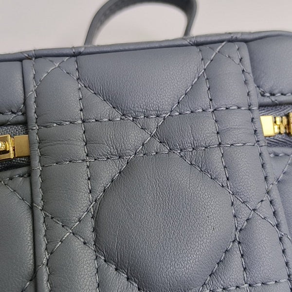 Vanity Lady Dior Mini Cannage Lambskin Blue