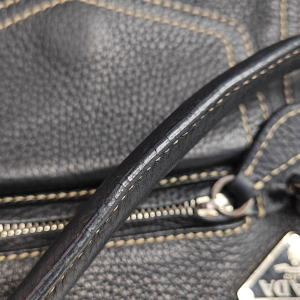 Leather Top Handle Bag Black