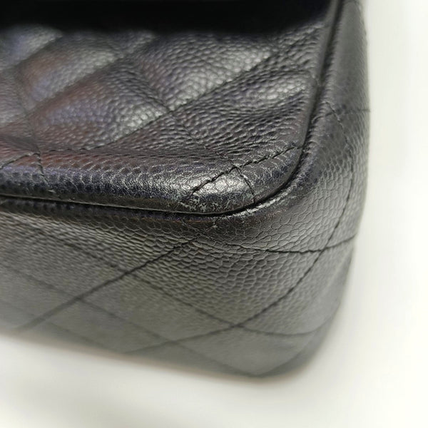 CLASSIC FLAP Jumbo Quilted Grained Calfskin Black