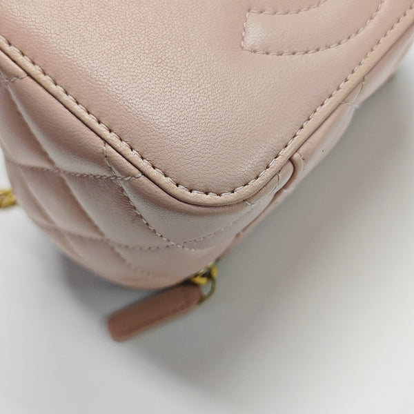 VANITY CASE Small Quilted Lambskin Pink