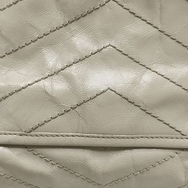 NIKI Small Chevron Calfskin White