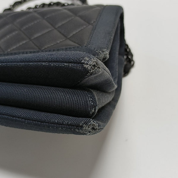 Quilted Lambskin Top Handle Bag Black