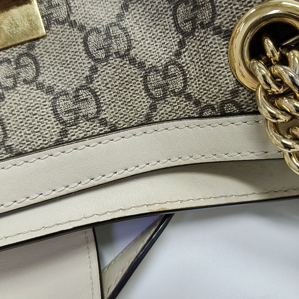 Padlock Medium Monogram Coated Canvas Beige