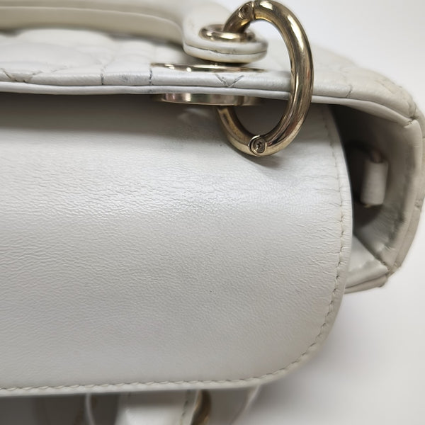 Lady D-Joy Super Mini Cannage Lambskin White