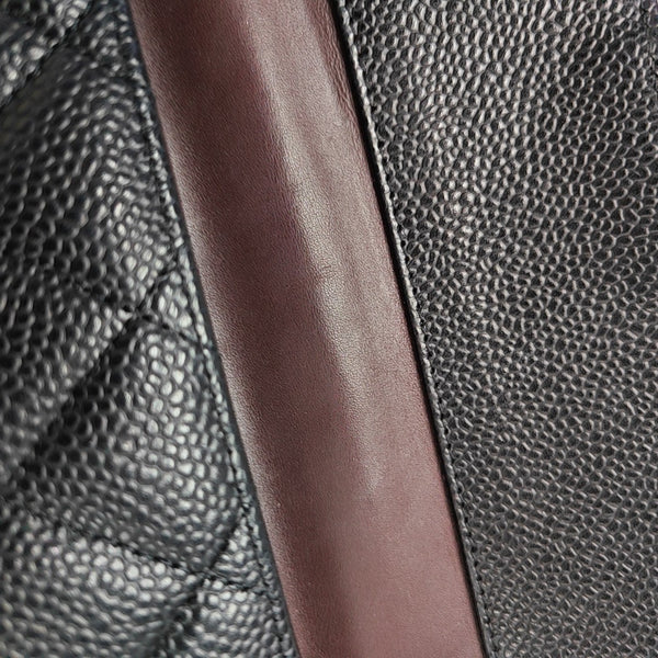 Quilted Grained Calfskin Wallet Black