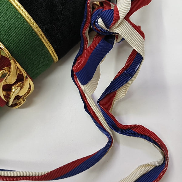 Sylvie Small Monogram Velvet Black