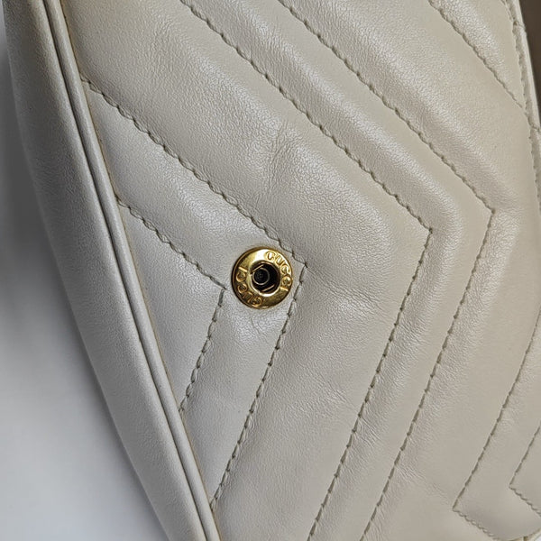GG Marmont Mini Quilted Calfskin White