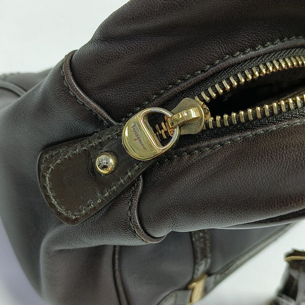 Quilted Calfskin Top Handle Bag Brown