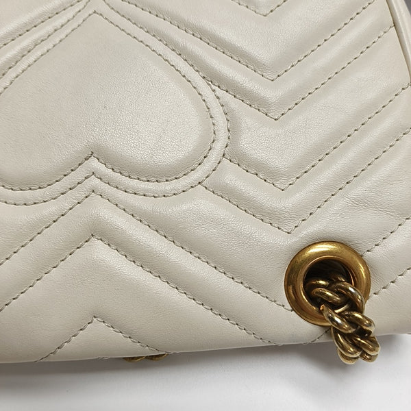 GG Marmont Small Quilted Calfskin White