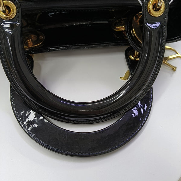 Lady Dior Medium Cannage Patent Leather Black
