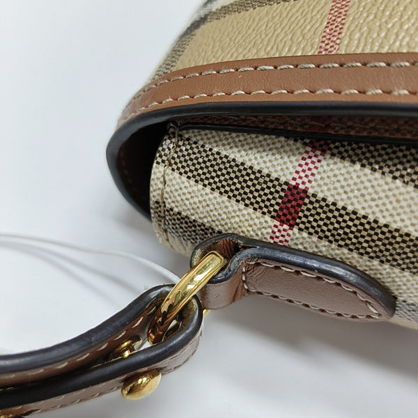 Coated Canvas Crossbody Bag Beige