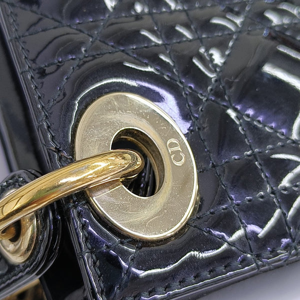 Lady Dior Mini Quilted Patent Leather Black