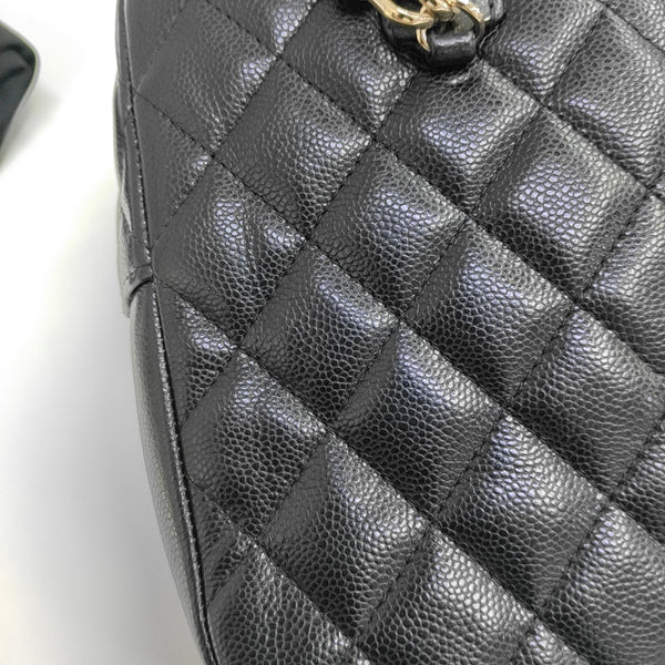 Quilted Grained Calfskin Backpack Mini Black
