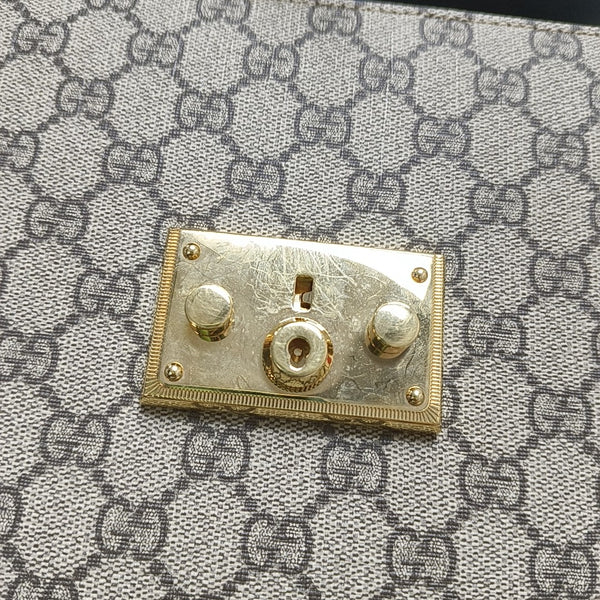 Padlock Small Monogram Coated Canvas Beige