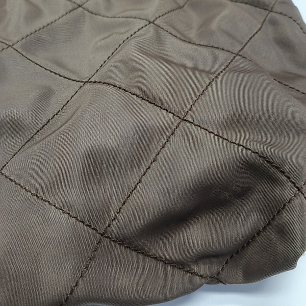 Quilted Nylon Tote Bag Brown