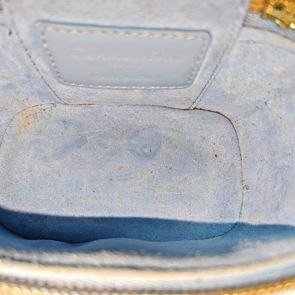 Authenticated pre-owned Vanity Lady Dior Super Mini Cannage Patent Leather Blue - Shoulder Bag at Looply