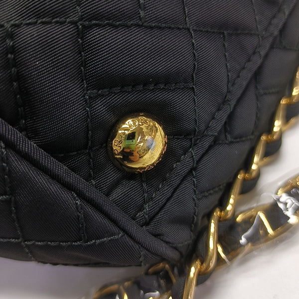 Quilted Nylon Shoulder Bag Black