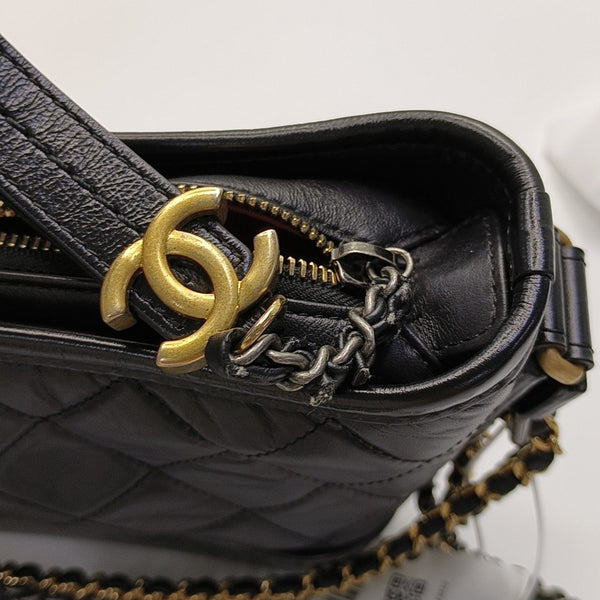 GABRIELLE Small Quilted Vintage Calf Black
