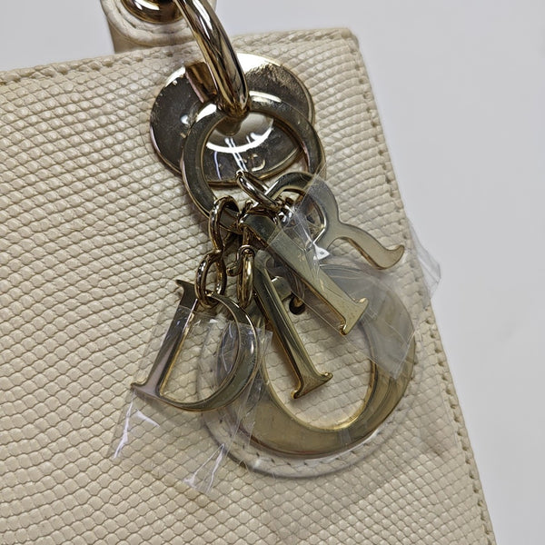 Lady Dior Mini Lizard White