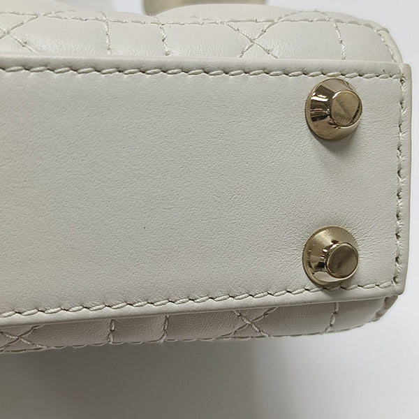 Lady Dior Super Mini Piel de cordero Blanca