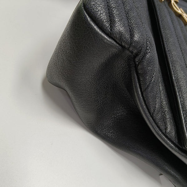 COLLEGE Large Chevron Lambskin Black