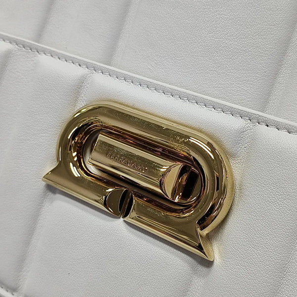 Quilted Calfskin Top Handle Bag White