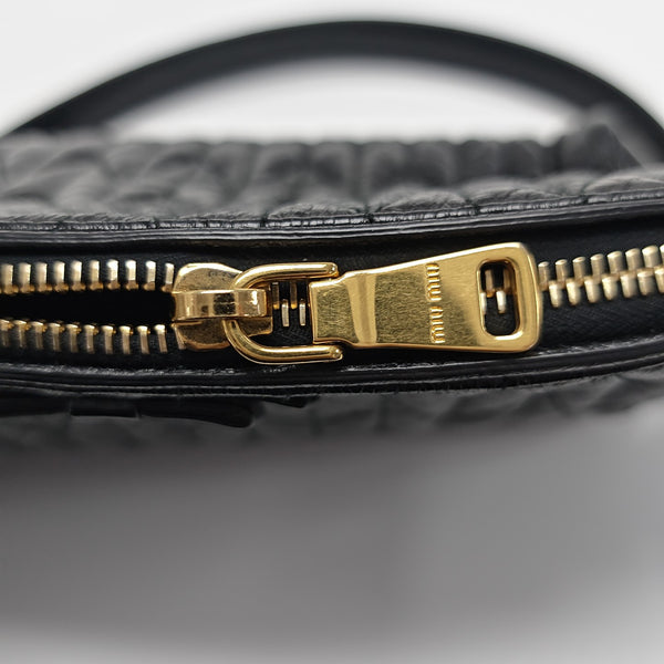 Quilted Lambskin Top Handle Bag Black