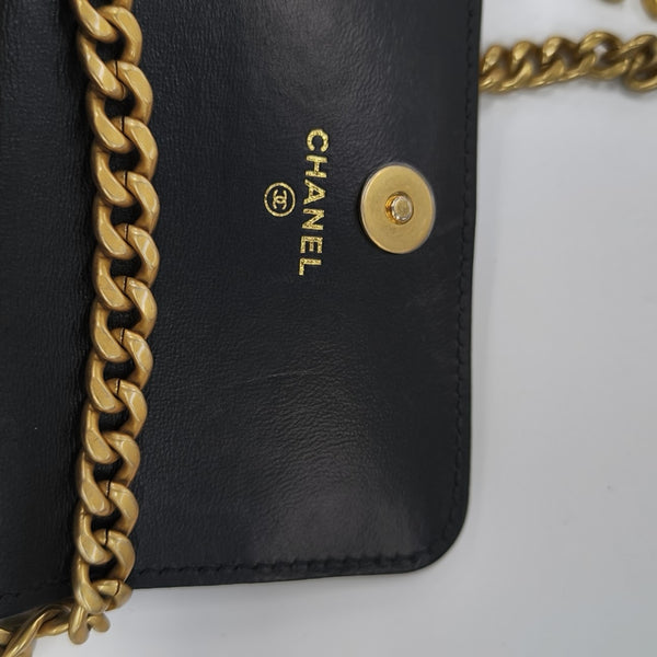 Quilted Lambskin Shoulder Bag Black