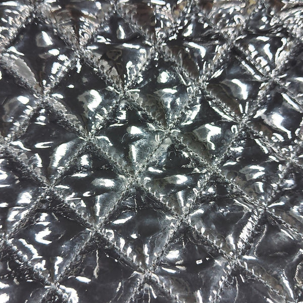 Quilted Patent Leather Tote Bag Black