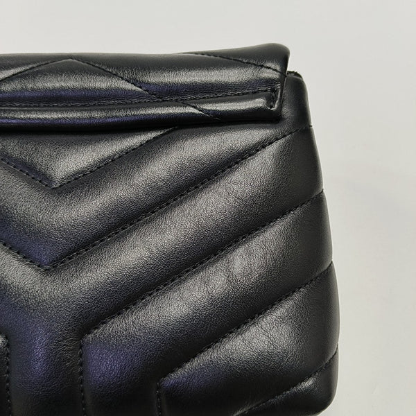 LOULOU Extra Small Chevron Calfskin Black