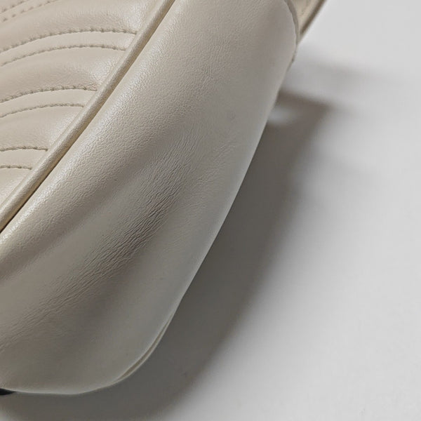 GG Marmont Small Quilted Calfskin White