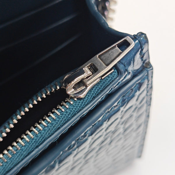 Hourglass Wallet On Chain Mini Calfskin Blue
