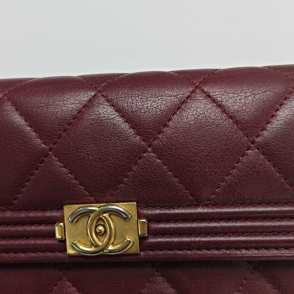 BOY CHANEL Mini Quilted Calfskin Red Wallet